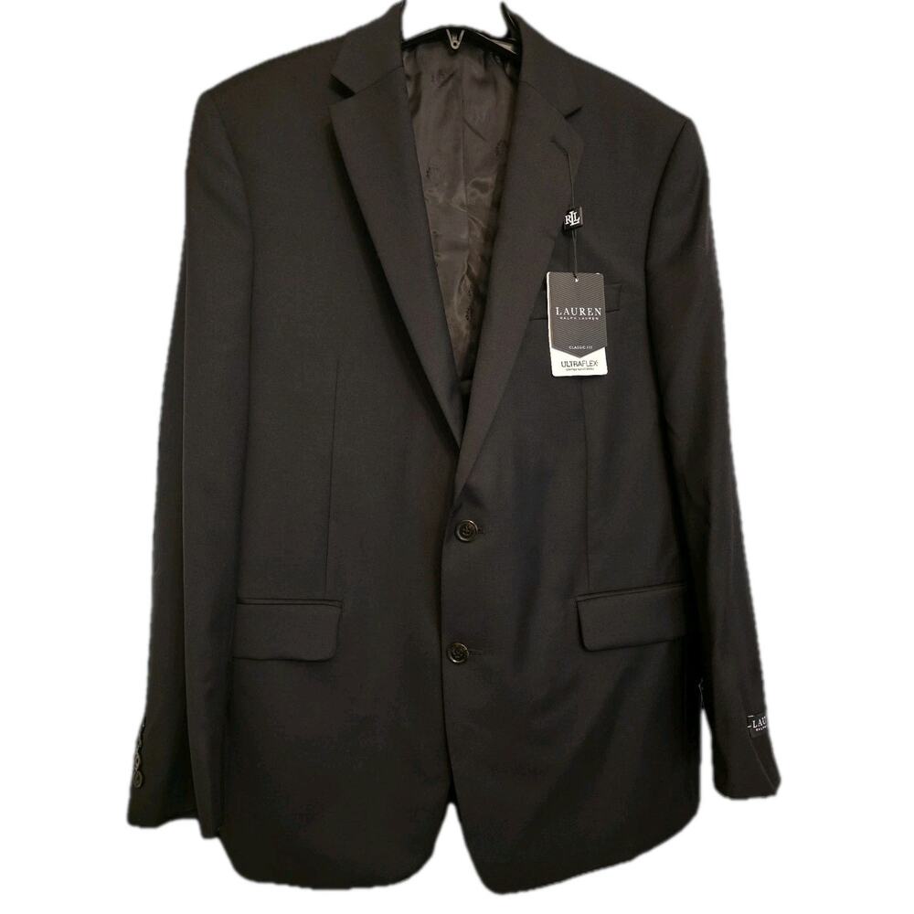NWT 44L Lauren Ralph Lauren‎ Men's Black UltraFlex Lattimore Suit Jacket $450